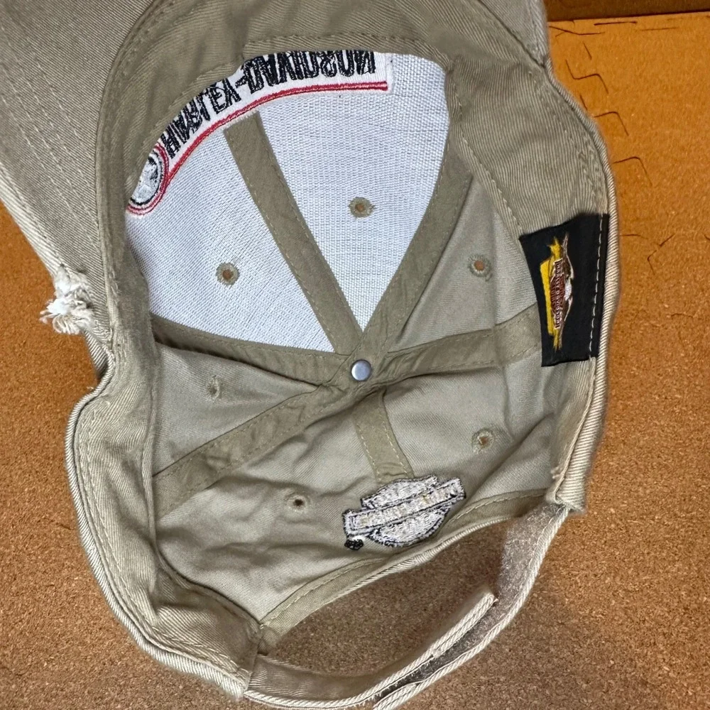 Harley Davidson Hat Mens OSFM Tan Biker Embroidered Logo Adjustable Baseball Cap